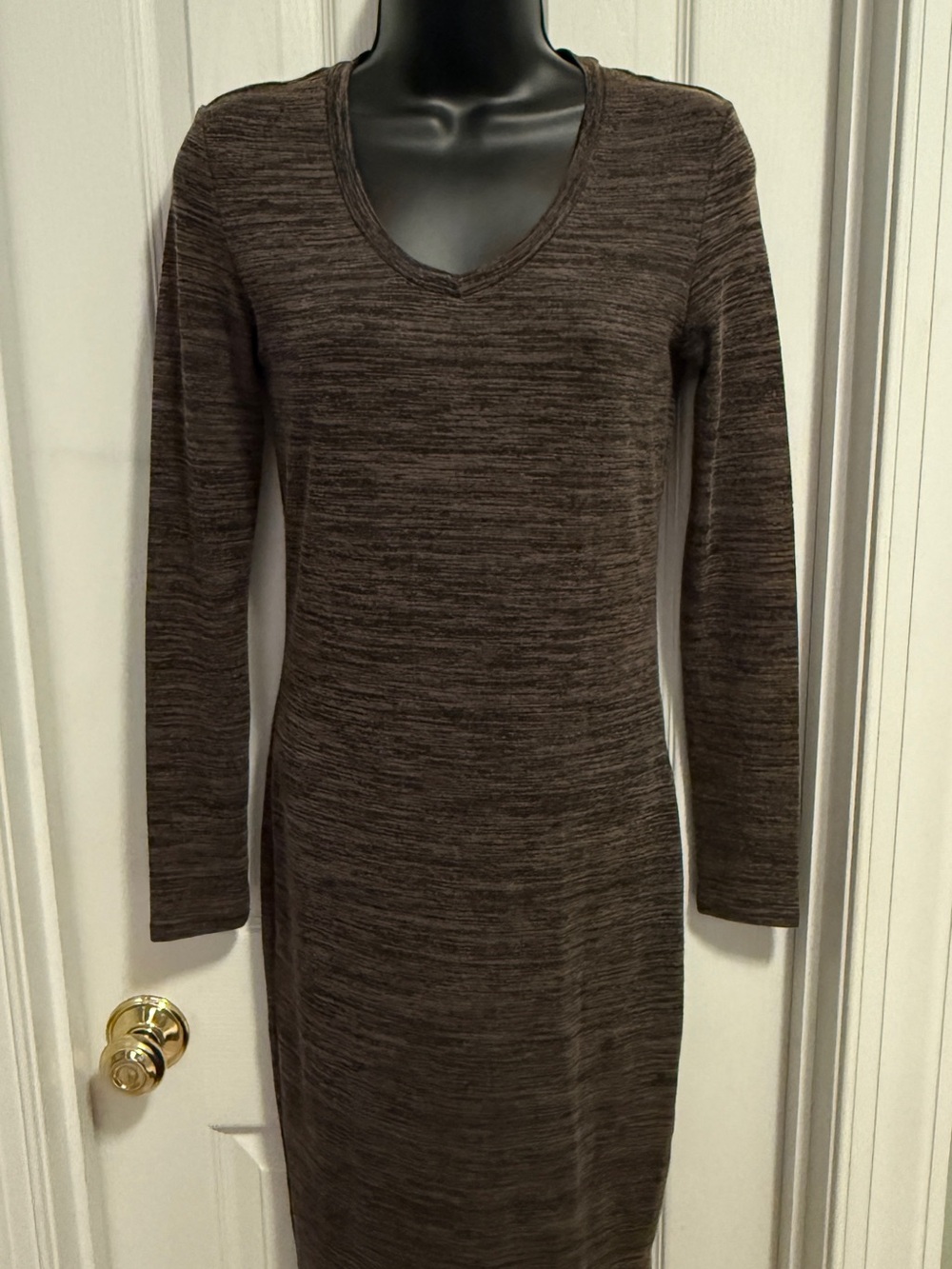 Philosophy Long-Sleeve Brown V-Neck Knit Dress